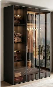 <span class=keywords><strong>Armadio</strong></span> Moderno con Porte in Vetro Nero, <span class=keywords><strong>Cabina</strong></span> <span class=keywords><strong>Armadio</strong></span> Illuminata a LED per Camera da Letto, Vendita Diretta dalla Fabbrica - Product Image 4