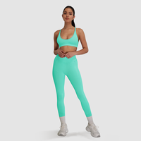 Nouvelle Tendance Mode Ensemble de 5 Pièces Femme Torsadé Devant Brassière de Sport Short d'Entraînement Leggings Tenue de Fitness pour Femmes Vêtements de Sport