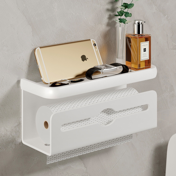 Porte-papier toilette double couvrant intégral, blanc, 27 cm