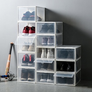 Giá Tốt Nhất Tùy Chỉnh <span class=keywords><strong>Stackable</strong></span> Sneaker Trượt Ra Rõ Ràng Trong Suốt Pp Nhựa Có Thể Gập Lại Lưu Trữ Đen Drop Front Shoe <span class=keywords><strong>Box</strong></span> - Product Image 3