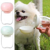 Bouteille d'eau et distributeur de friandises 2-en-1 pour animaux de compagnie, anti-fuite, haute transparence, forme champignon, avec couvercle rabattable