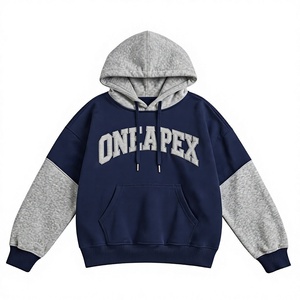 <b>Women's</b> Navy <b>Blue</b> Grey Color Oversized <b>Hoodie</b> Custom Embroidered Logo Heavyweight Streetwear Sweatshirt Wholesale Manufacturer - Product Image 1