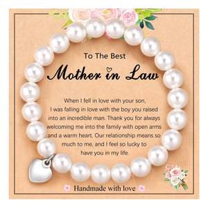 <span class=keywords><strong>Bracciale</strong></span> mamma con perline di perle 8 MM regolabile alla moda con braccialetto di ciondolo con cartoncino di perle intrecciate 2025 gioielli per la festa della mamma - Product Image 4