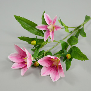 Fleur artificielle, bouquet de 3 orchidées vanille en soie rouge profond, décoration intérieure, ornement de mariage - Product Image 1