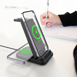 ขายดีที่สุด15W แท่นชาร์จไร้สายแบบ3 in 1พับได้แท่นชาร์จไร้สายแม่เหล็กสำหรับ Apple <span class=keywords><strong>iPhone</strong></span> - Product Image 3