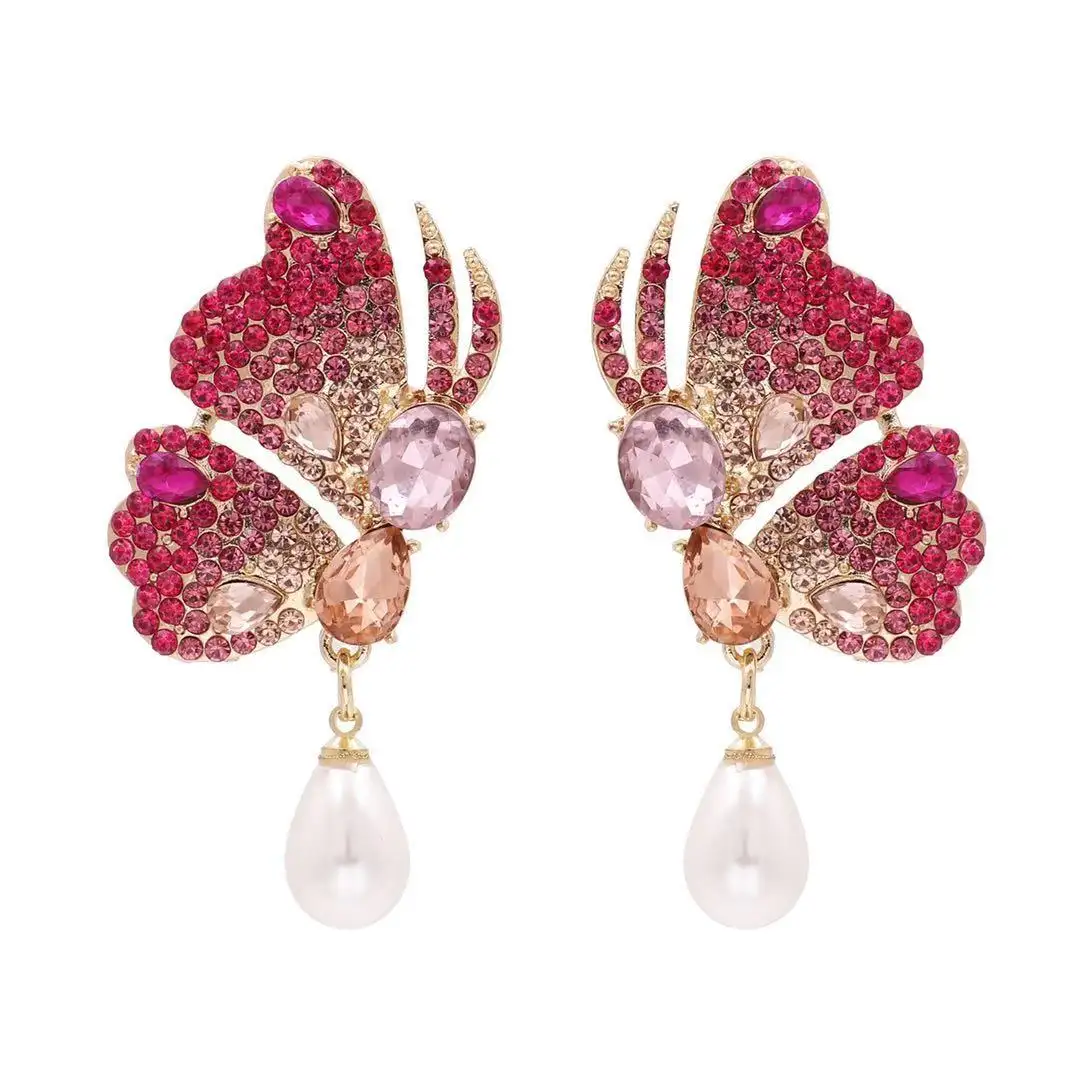 Korea Fine Jewelry Ohr stecker 925 Sterling Silber Pin Gold Farbe Zwei Schmetterlings ohrringe Ohr stecker für Frauen