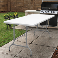 Table rectangulaire pliante en plastique HDPE PP durable et moderne en gros, légère et pliable pour mobilier d'extérieur