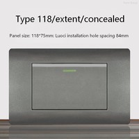 YH YHKG-BXKGCD1 Interrupteur mural PC rétro tactile durable 10A avec lampe de bordure IP20 250V, durée de vie 100 000 cycles, 1 Gang 1 Voie