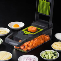 Couteau à légumes 12-en-1 en plastique ABS avec poignée ergonomique, coupe-œufs, presse-citron manuel, hachoir à légumes