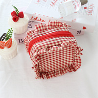 Collection pour filles : Mini trousse de maquillage carrée à carreaux, sac de rangement zippé pour femme, idéal pour bijoux, voyages et articles de toilette