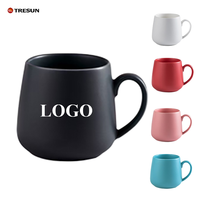 Tasse à eau en céramique noire mate de 8, 12, 14, 16 onces avec grande capacité, design moderne, gravure au laser, logo personnalisé, tasse à café