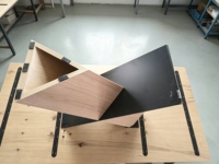 Table à manger extensible minimaliste en forme de X avec base croisée, plateau en placage de chêne clair, mobilier de salle à manger pour usage domestique et commercial