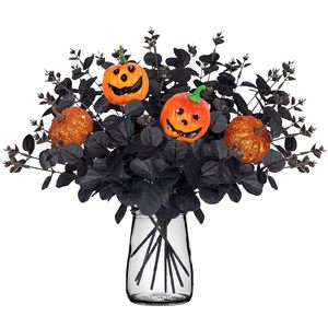 Bouquet d'Halloween, décorations de citrouilles et d'eucalyptus noir pour les fêtes à la maison - Product Image 1