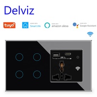 Panneau tactile en verre Delviz, télécommande, Google Alexa Smart Life, prise Wifi à charge rapide USB avec interrupteur intelligent d'éclairage mural Tuya