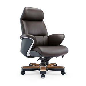 Chaise de bureau de direction en cuir PU marron avec design haut de gamme, chaise de bureau de direction à dossier haut, chaise de bureau de direction en cuir - Product Image 1
