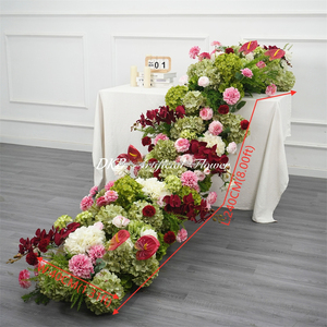 DKB Chemin de table floral en soie personnalisé de haute qualité, décoration moderne pour allée de mariage et arche, chemin de table en fleurs artificielles - Product Image 2