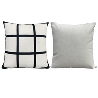 Housse de coussin vierge Sunyee en lin à 9 panneaux pour sublimation, motif quadrillé, pour transfert thermique, artisanat DIY, décoration de canapé et de maison