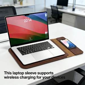 Housse d'ordinateur <span class=keywords><strong>portable</strong></span> personnalisable avec charge sans fil 15W, étui magnétique robuste <span class=keywords><strong>pour</strong></span> <span class=keywords><strong>Macbook</strong></span> <span class=keywords><strong>Pro</strong></span>, en cuir PU imperméable, avec tapis de souris intégré - Product Image 1