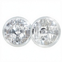 Faro Redondo de 5.75 Pulgadas con Rejilla Plateada de Cristal, Faros de Conversión H4, Compatibles con Miles de Autos Clásicos Antiguos