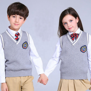 Vネック子供用カスタマイズロゴベストノースリーブニットベスト快適な制服 - Product Image 4