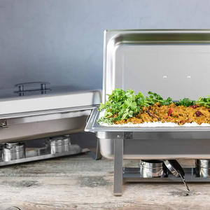 Fornello a Doppio Bruciatore in Acciaio Inox 9L con Piede Dritto Moderno, Bruciatore ad Alcool a Risparmio Energetico, Set Chafing Dish per Catering - Product Image 4