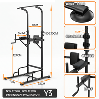 Torre de Ejercicios Multifuncional con Barra de Dominadas y Estación de Dips de Altura Ajustable, Ideal para Entrenamiento de Fuerza y Calistenia en Casa