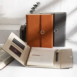 Luxury Business PU Leather A5 Loose Leaf Notebook Journals Bullet Agenda Planner Refillable Paper Creative School Stationery