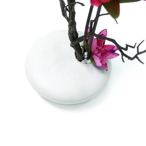 Loto Artificial con Piedras Blancas, Adorno en Maceta de Cerámica Refinada, Flores Artificiales Ideales para Decoración de Bodas y Eventos - Product Image 4