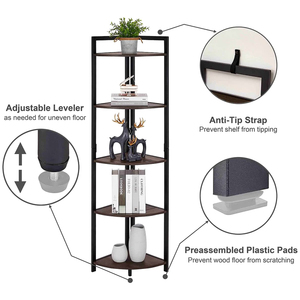 Musu <strong>Rustic</strong> Tall <strong>Corner</strong> <strong>Shelf</strong>, Industrial <strong>Corner</strong> Bookshelf for Living Room, Wood and Metal <strong>Corner</strong> Plant Stand for Home Office - Product Image 4