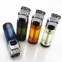 Nouveau modèle de briquet à flamme nue avec grand réservoir d'air transparent, briquet gonflable durable, briquet à verrouillage d'allumage