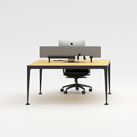 Poste de travail modulaire sur mesure KO pour 2 personnes, bureau face à face avec gestion intégrée des câbles, structure en aluminium aéronautique