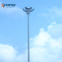 Poste de luz LED de mástil alto de 25m, poste de luz de aeropuerto, poste cónico galvanizado en caliente, iluminación de campo de fútbol de estadio