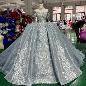 Pus mavi Quinceanera elbise tatlı 15 quinceflowers çiçekler Vestidos De 15 Anos payetli boncuk dantel akşam parti elbise Xs173 - Product Image 2