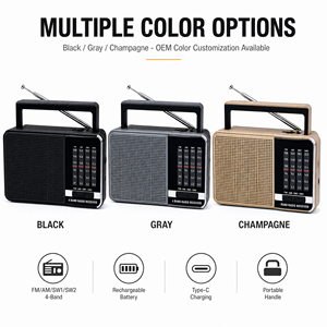 Radio Portátil AM <span class=keywords><strong>FM</strong></span> SW de 3 Bandas, Radio Recargable 5.1, Reproductor de Música USB TF, Carga Tipo-C - Product Image 5