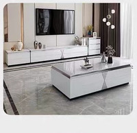 Table basse de luxe légère meuble TV en verre trempé nouveau meuble TV en marbre simple ensemble de tables basses
