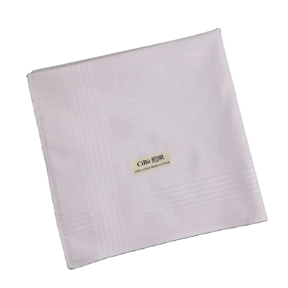 M005 Suitable for embroidery printing White Cotton Satin fabric Large size 16"xx16" Sewn hem Men's handkerchiefs