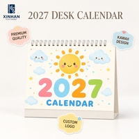 Calendrier de bureau à feuilles mobiles double face, hebdomadaire et mensuel, avec logo personnalisé imprimé sur papier offset, reliure spirale