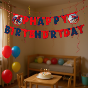 Guirnalda de Papel de Spiderman para Feliz Cumpleaños, Decoración de Fiesta de 2 Metros, 2 Piezas en Bolsa - Product Image 3