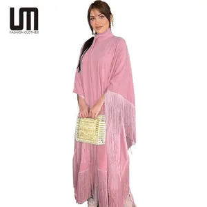 Liu Ming Vestido elegante feminino com borla Kaftan para festas, moda atacado 2024, Marrocos, Turquia, árabe, islão, abaya