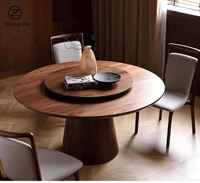 Table à manger ronde sur piétement conique, base colonne en noyer, bureau circulaire, table en bois sur mesure à jointure mortaise et tenon