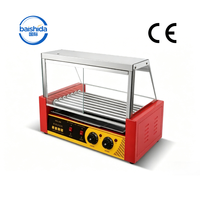 Machine à hot-dogs en acier inoxydable 1050W certifiée CE, 7 rouleaux, grill à saucisses automatique, nettoyage facile pour hôtels et restaurants