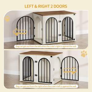 Ahşap Köpek Kafesi Mobilyası, Küçük/Orta Boy Köpekler İçin İç Mekan Köpek Kafesi, Ağır Hizmet Tipi Köpek Kafesleri Dekoratif Evcil Hayvan Evi Yan Sehpa - Product Image 4