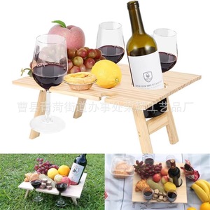 Portable Wooden <b>Folding</b> Picnic <b>Table</b> Outdoor Wine <b>Table</b> Beach <b>Table</b> <b>Small</b> Rectangular One Piece 2 Seater Wood - Product Image 4