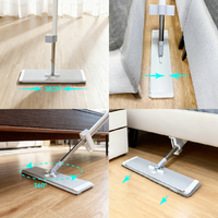 Ensemble de vadrouille magique en microfibre avec poteau en acier Opération facile Aspirateur à essorage humide-sec Vadrouille à plancher Échantillon gratuit Matériau en coton PP