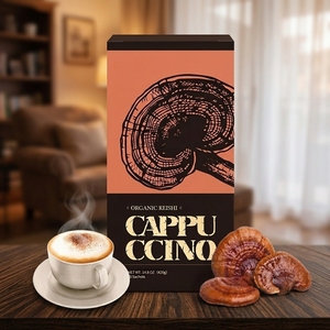 Café con hongos en polvo OEM Cappuccino sin azúcar, Arábica y Reishi, en caja, con etiqueta privada - Product Image 3