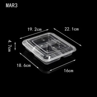 Récipient à emporter jetable avec 3 compartiments et assiettes jetables avec couvercle