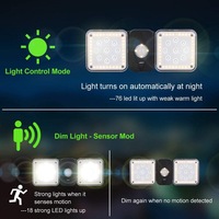 Lampe solaire de jardin moderne IP44 avec détecteur de mouvement LED, applique murale extérieure étanche, 2 côtés, 94 LED
