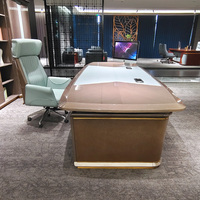 Ensemble de bureau de direction moderne haut de gamme de luxe, durable, en forme de L, design ergonomique, montage facile, noyer, écologique, villa