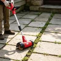 L&P 400W 230V 1800min 110mm Balayeuse électrique à herbes sans outil, poignée télescopique réglable, poignée souple