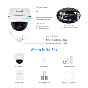 JideTech <span class=keywords><strong>P1</strong></span> Plus-5X-5MP PTZ POE 5MP H.265 50XズームセキュリティIPドームカメラ5X光学10XデジタルズームナイトビジョンPtzカメラ - Product Image 2